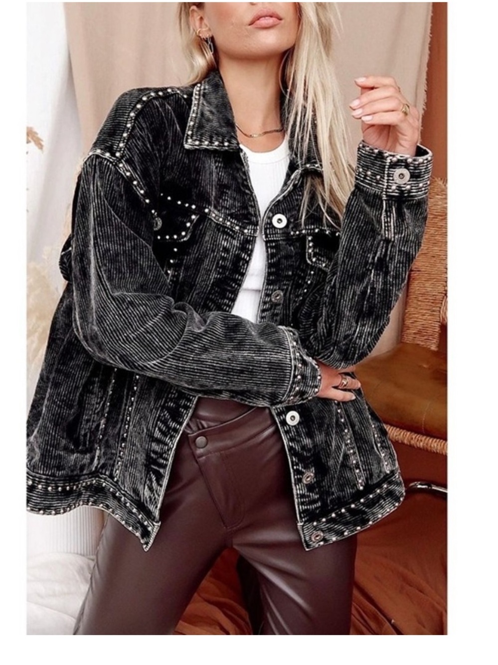 POL Corduroy Studded Jacket